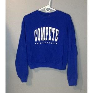 H&M Divided Womens Sweatshirt Small Gray Blue Hoodie NASA Space Cropped hooded